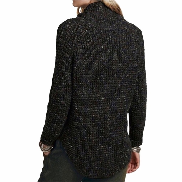 Free People Dylan Tweedy Turtleneck Sweater Gray Size XS Long Sleeve Waffle Knit - Picture 2 of 8